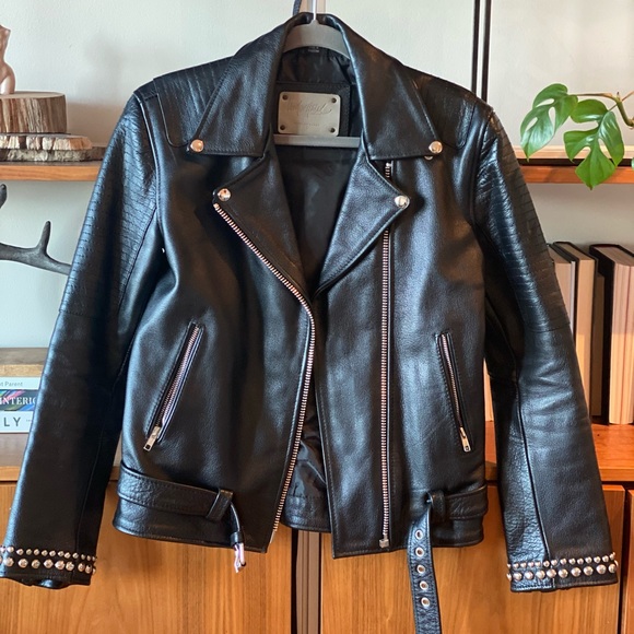 Studded 100 % Leather Jacket Free People - Picture 1 of 9